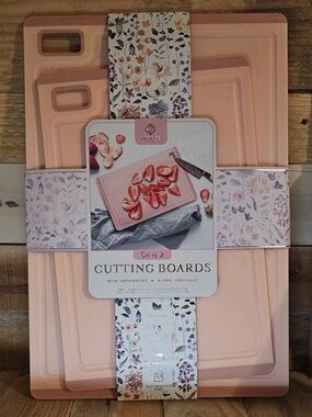 Gourmet Kitchen Set of 2 Pastel Pink Cutting Boards